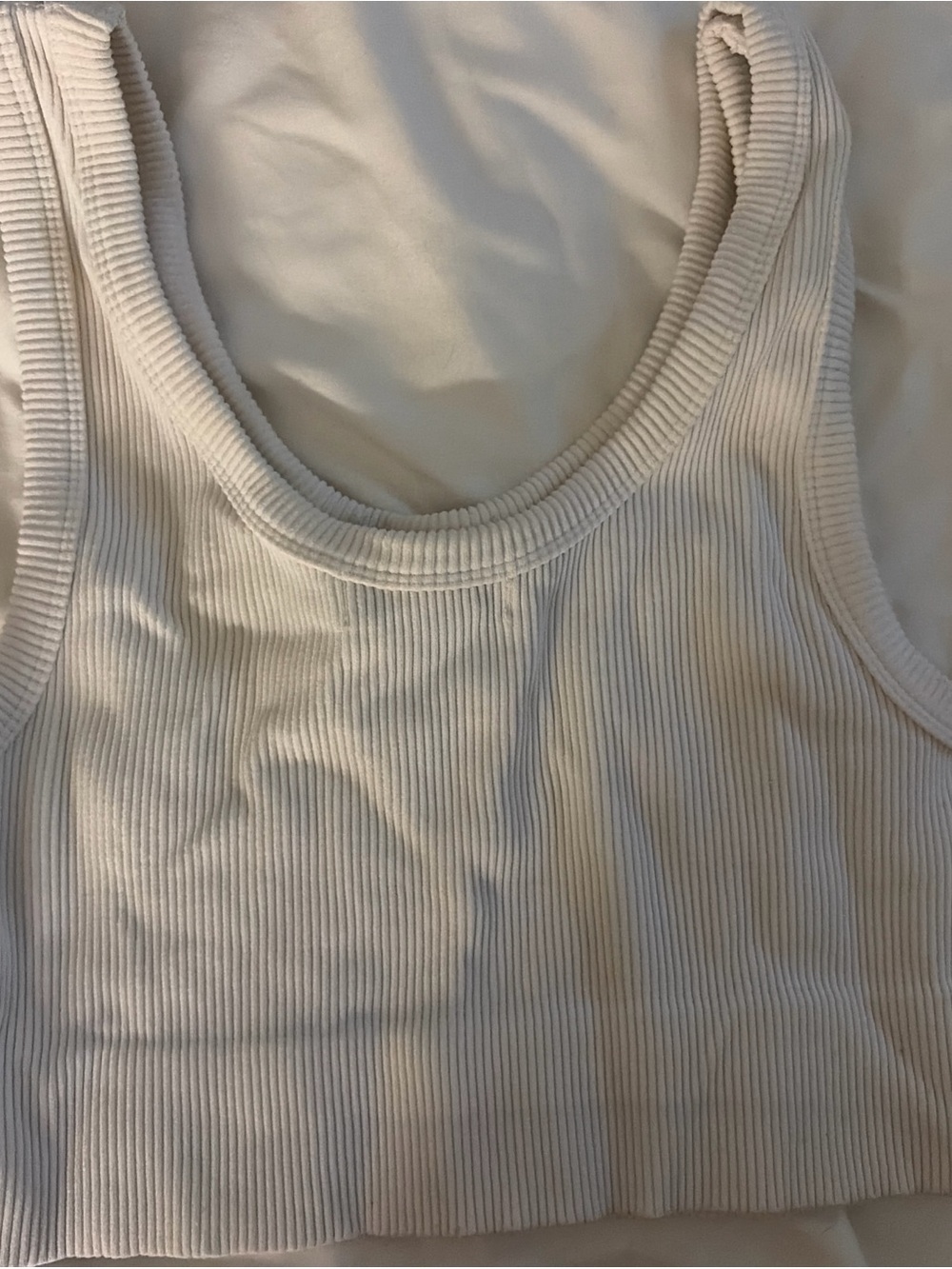 Ribbed Tank Crop Top - Cream